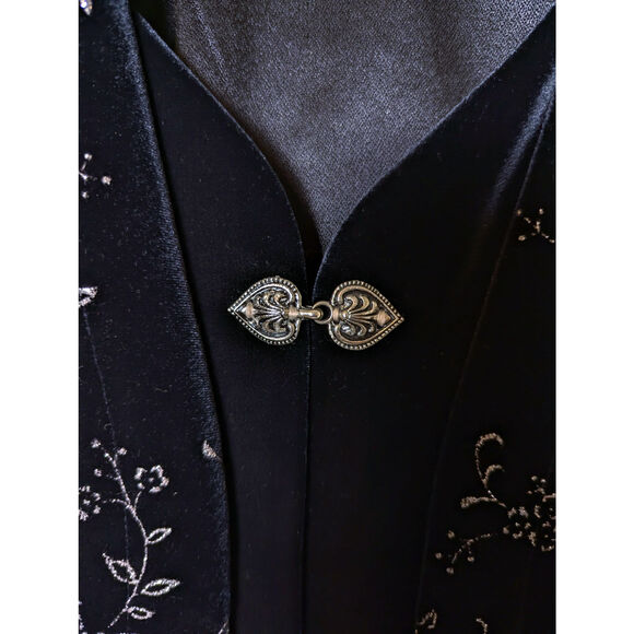 VTG R&M Richards Sparkly Floral Velvet Evening Jacket Size L Petite Whimsigoth - Picture 5 of 11